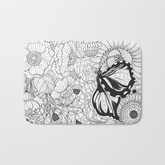 Butterfly garden Bath Mat