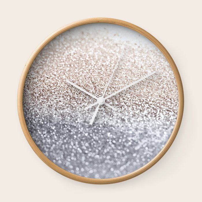 SILVER GLITTER Wall Clock by Monika Strigel Society6