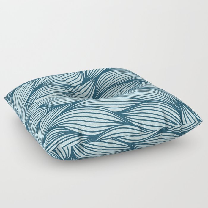 Blue Leaves Abstract Floor Pillow