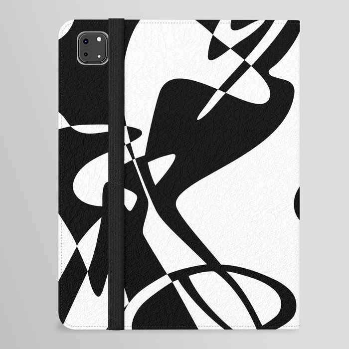 Retro Abstract Swirl // Black & White iPad Folio Case