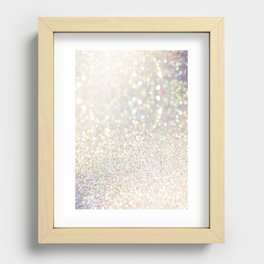White Iridescent Glitter Recessed Framed Print