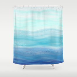 Sea Waves, Abstract Watercolor Painting Shower Curtain