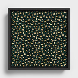 Beautiful Teal and Gold Marble Design Framed Canvas