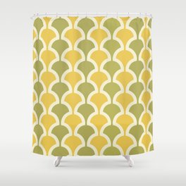 Classic Fan or Scallop Pattern 431 Olive Green and Yellow Shower Curtain