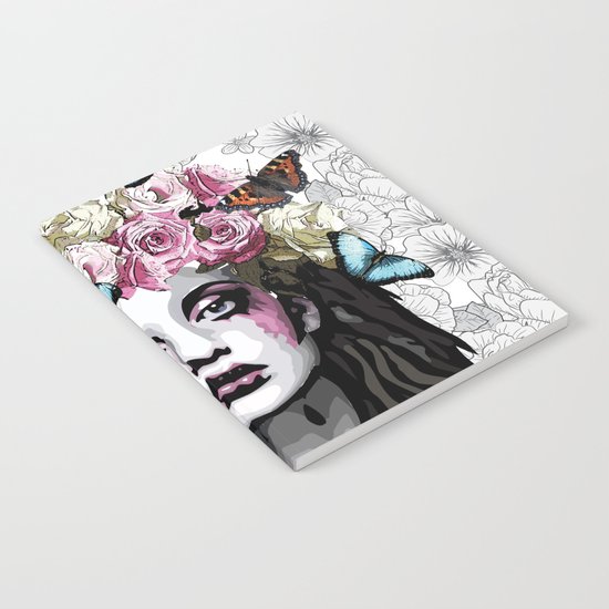 Rose, portrait of a woman with roses Notebook