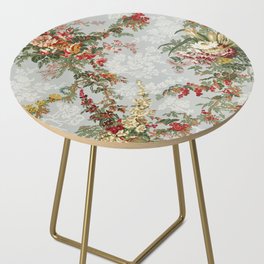 Figured Floral Industrial Arts Painting 19th Century Floral Textile Pattern Side Table