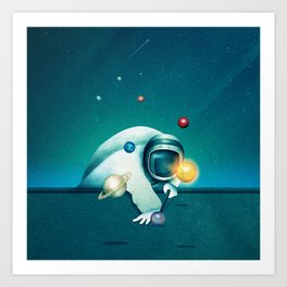 Astronaut Billards Art Print