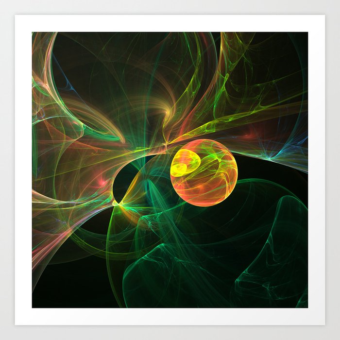 Abstract Fractal Orange Planet Space Theme Computer Generated