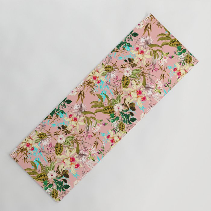 Gardenia | Vintage Botanical Nature Pattern | Blush Boho Plants Garden Floral Yoga Mat