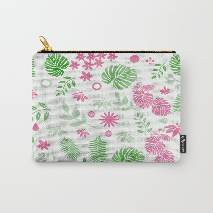 Tropical Leaves and Berries Pattern Carry-All Pouch