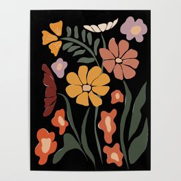 TROPICAL floral night Poster | Day Night, Boho Hippie, Holiday Plants Leaf, Digital Illustration, Garden Leaves, Flower Modern, Bloom Kids, Spring Summer, Logo Bohemian, Graphicdesign 