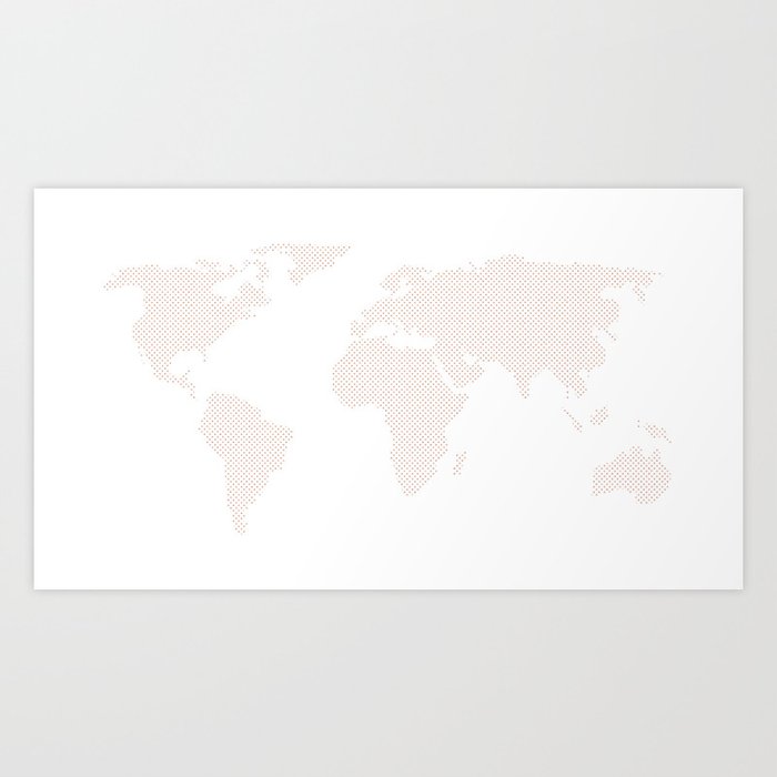 World Map Dots Rose Gold Bronze Copper Art Print By Mapmaker Society6 World Map Dots Rose Gold Bronze Copper Art Print