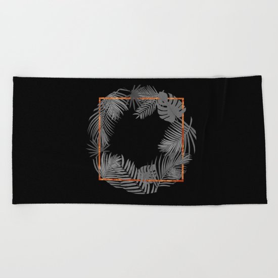 TROPICAL SQUARE COPPER BLACK AND GRAY Beach Towel