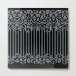 Black and Gray Floral Damask Pattern Metal Print | Pattern, Stylish, Black, Bars, Floral, Grey, Flowers, Trendy, Damask, Abstrack 