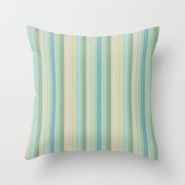 Thin Stripes in Blue, Green, Yellow and Beige Throw Pillow