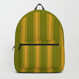 [ Thumbnail: Green & Goldenrod Colored Stripes/Lines Pattern Backpack ]