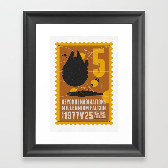 Beyond imagination: Millenium Falcon postage stamp Framed Art Print
