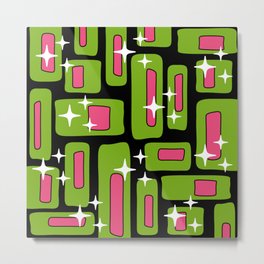 Pop Art Geometric Abstract Black Pink  and Green Metal Print