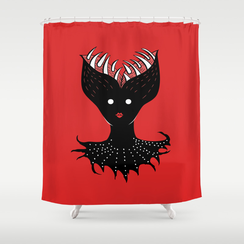 Creepy Demon Girl Has Opened Head With Teeth Shower Curtain By Borianagiormova Society6