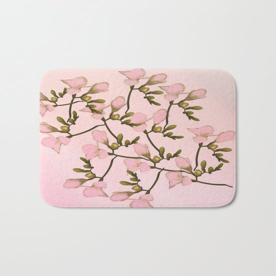 Painterly Pretty Pink Floral Bath Mat