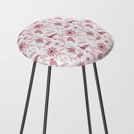 Pink Floral Pattern Counter Stool