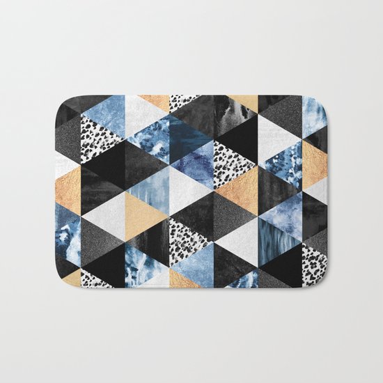 Blue Triangles Bath Mat