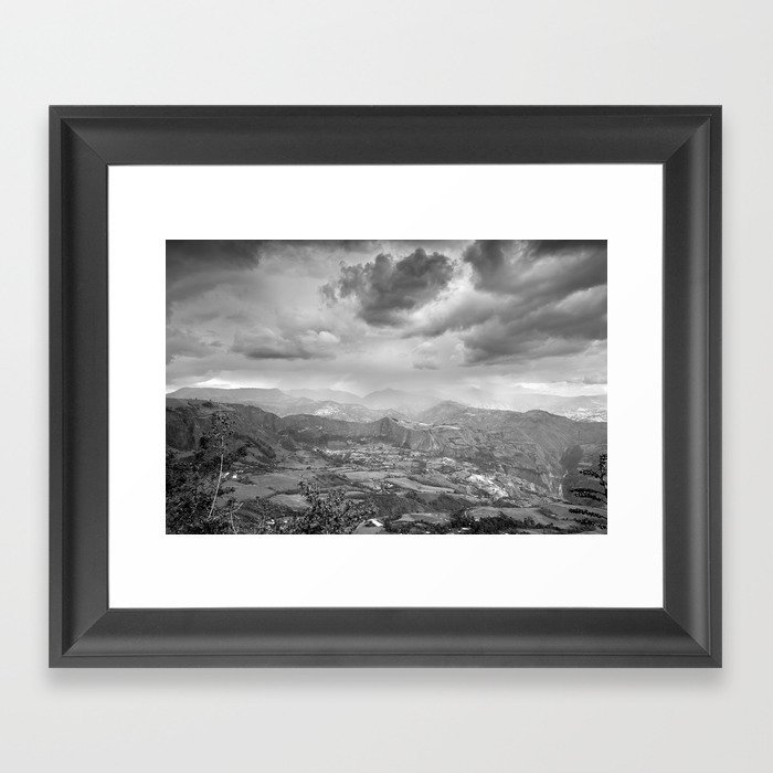 Dramatic Clouds in black and white Framed Art Print