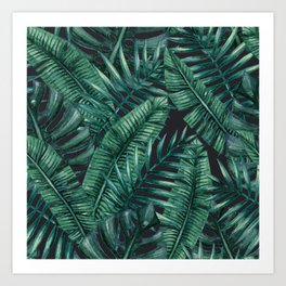 Palm and Banana Leaf Tropical Pattern Art Print