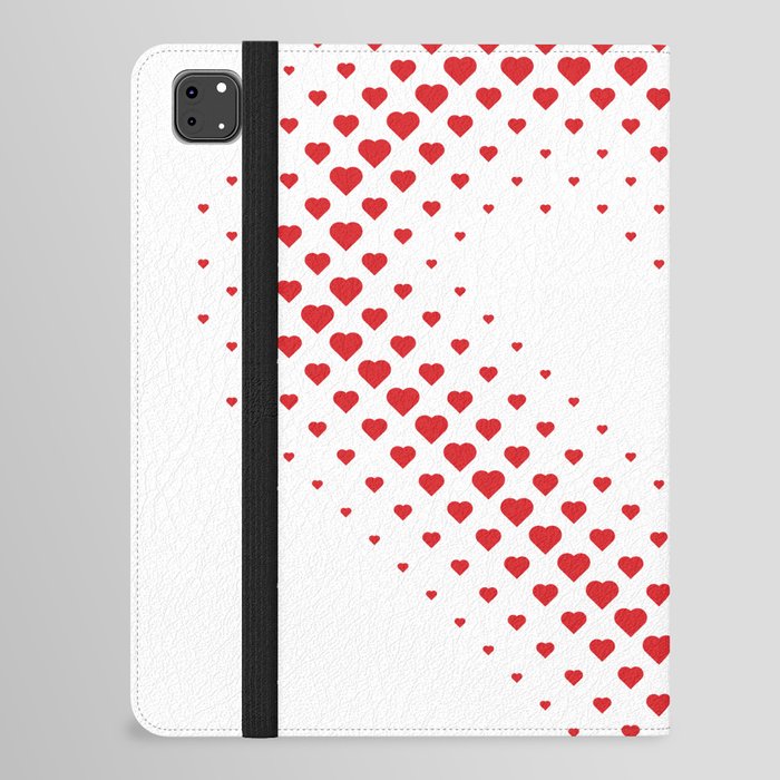 Heart Shape Halftone Dot Red Heart Pattern iPad Folio Case