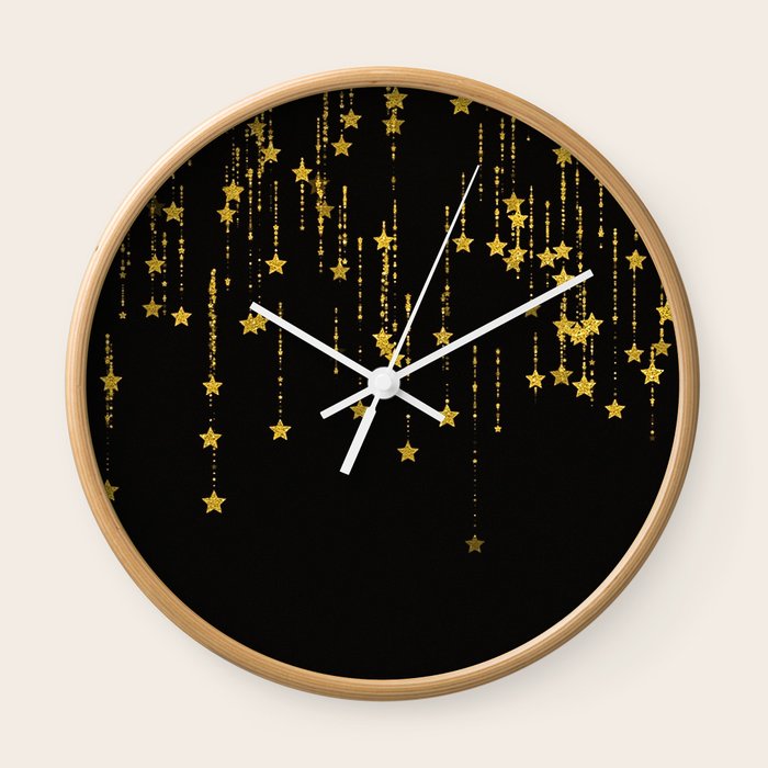 Golden Stars Dream Wall Clock By Lematworks Society6