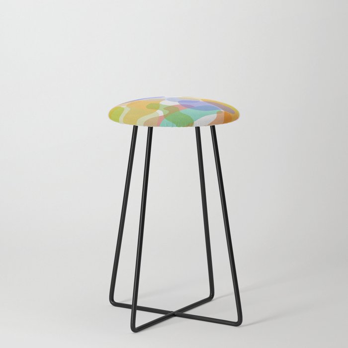 Spring summer vibrant colours abstract shapes Counter Stool