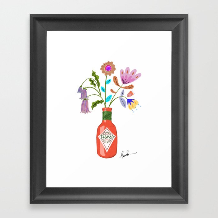 Hot Sauce Flower Pot Framed Art Print
