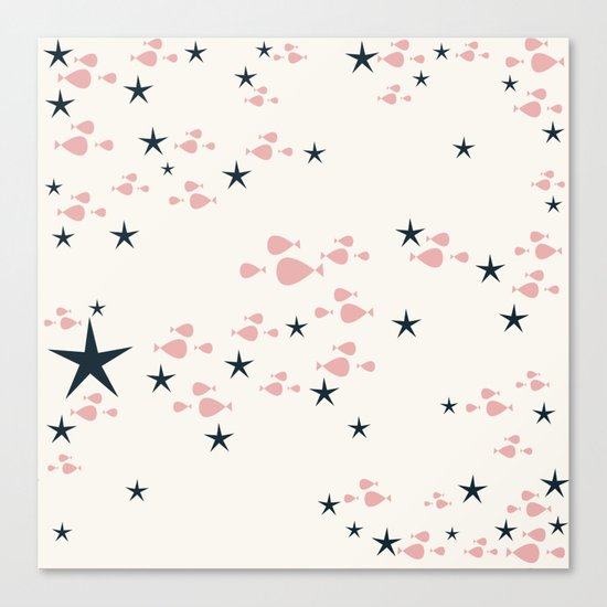 fish and stars pink Canvas Print