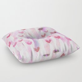 Pink Watercolor Hearts for Her Floor Pillow