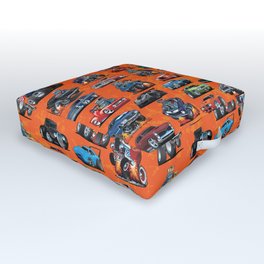 American Hot Rods, Muscle Cars, Street Rods, Pickup Trucks and Motorcycle Cartoons Outdoor Floor Cushion