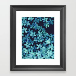 Hand Painted Floral Pattern in Teal & Navy Blue Framed Art Print