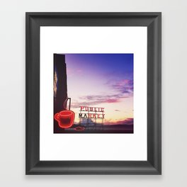 Coffee at the market Framed Art Print
