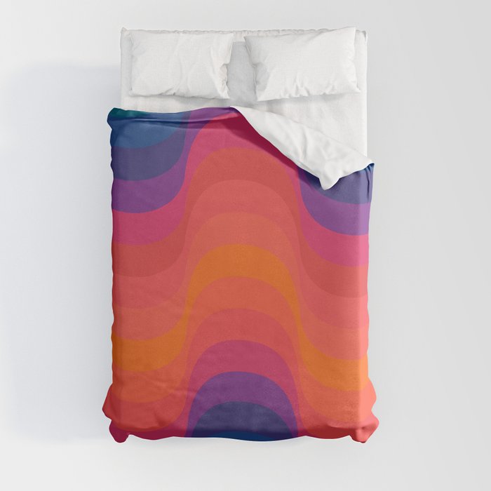 Retro Sacred Geometry | 80s Wavy Vibe Duvet Cover