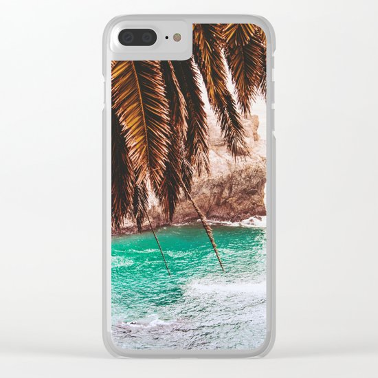 vintage ocean #palm tree Clear iPhone Case