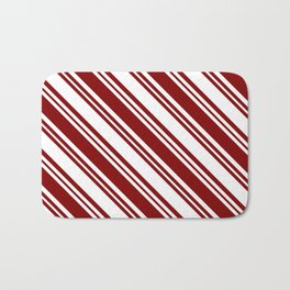 [ Thumbnail: White & Maroon Colored Lined/Striped Pattern Bath Mat ]