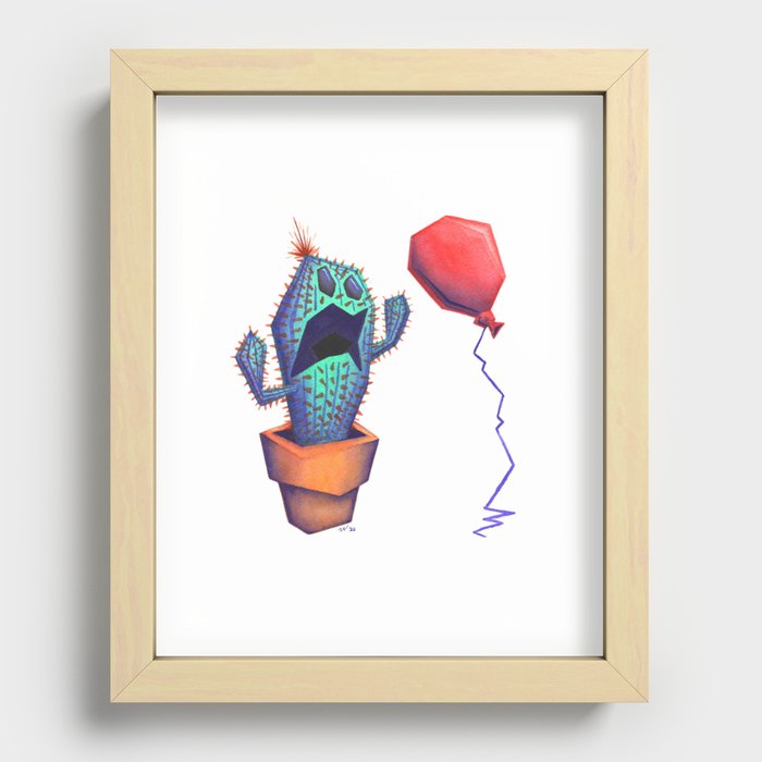 Scaredy Cactus Recessed Framed Print