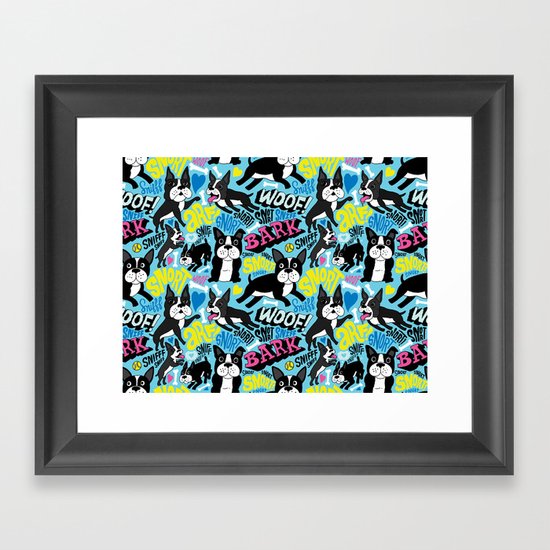 Boston Terrier Pattern Framed Art Print