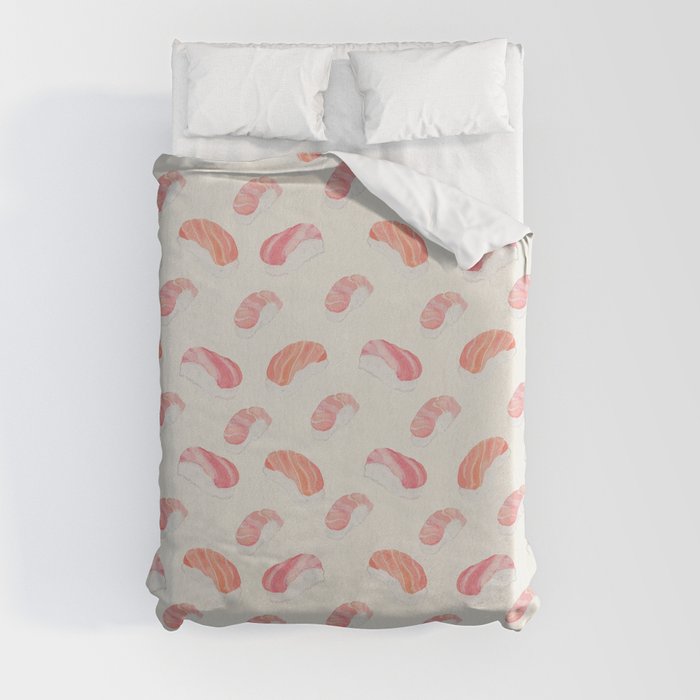 Watecolor Nigiri Sushi Pattern Duvet Cover