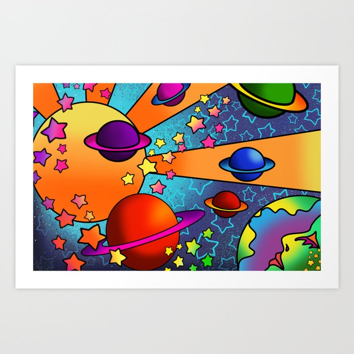 spacey groovy, peter max inspired Art Print