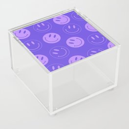 Large Very Peri Retro Smiley Face - Purple Pastel Aesthetic Acrylic Box