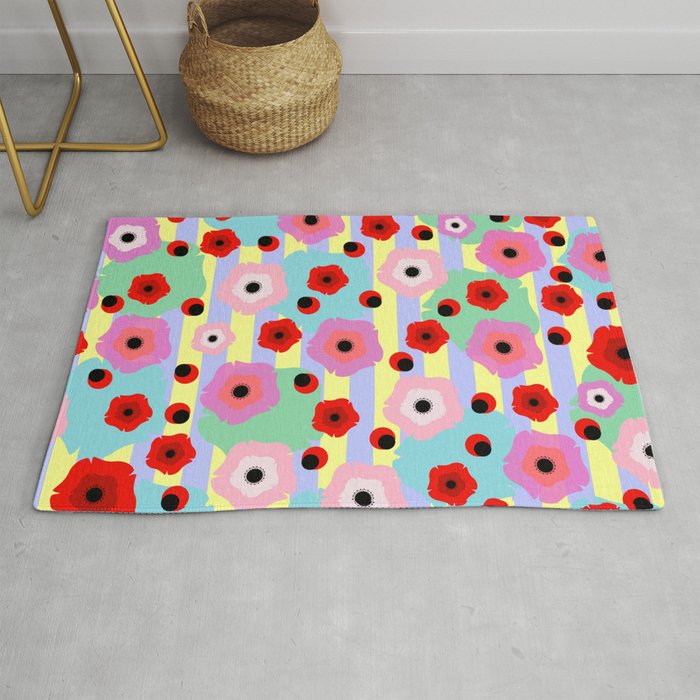 Poppies and stripes Rug