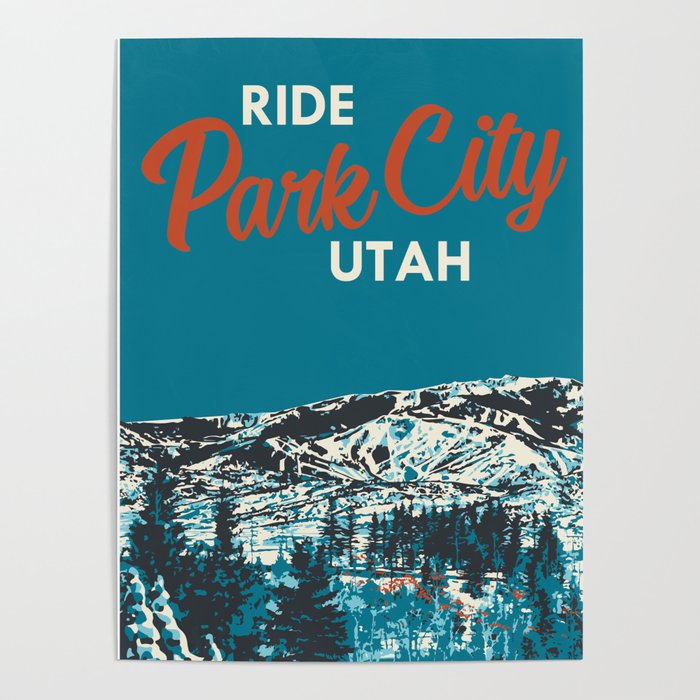 Park City Vintage Snowboarding Poster Poster