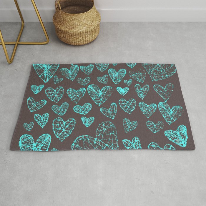Wire Hearts in Teal-Bronze Rug