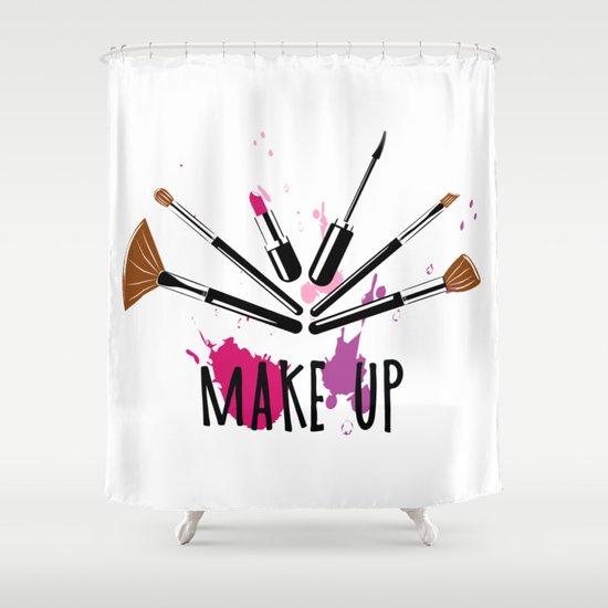 Makeup Colorful Ilration Shower - Makeup Shower Curtain Makeup Colorful Ilration Shower - Makeup Shower Curtain