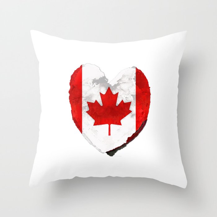 I Love Canada - Canadian Flag Heart Art Throw Pillow